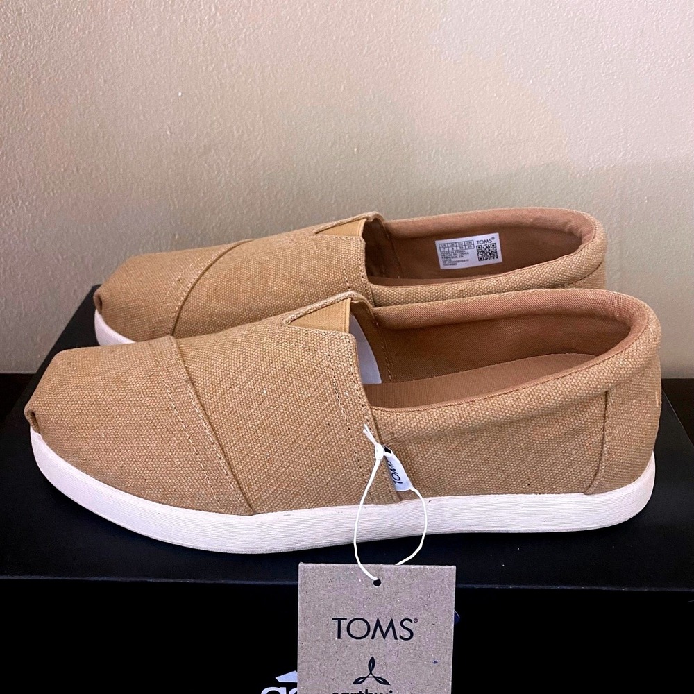 TOMS Alpargata Fenix Mens Tan Heritage Canvas Slip On Sneakers Shoes Size 7‎